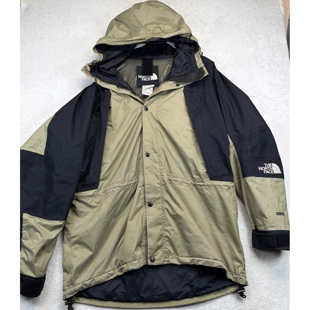 Vintage The North Face Gore-Tex Mountain Jacket Men M Khaki Black Hooded 90s